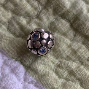 Pandora Charm Silver and Blue Crystal Dots